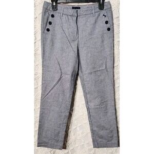Tommy Hilfiger Stretch‎ Slim Crop Womens 0 Button Blue White Pinstripe Nautical